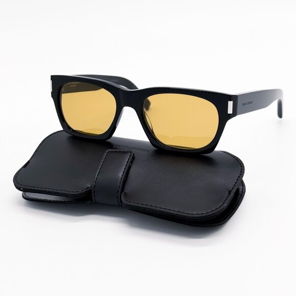 NEW SAINT LAURENT SUNGLASSES SL402 010 UNISEX BLACK/YELLOW EYEWEAR SL 402 010 - Picture 1 of 9